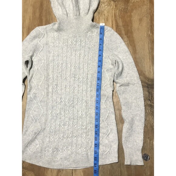 kenar 2 ply cashmere Cable Knit Turtleneck Sweater Women M Gray Knit @H3 - Picture 5 of 6